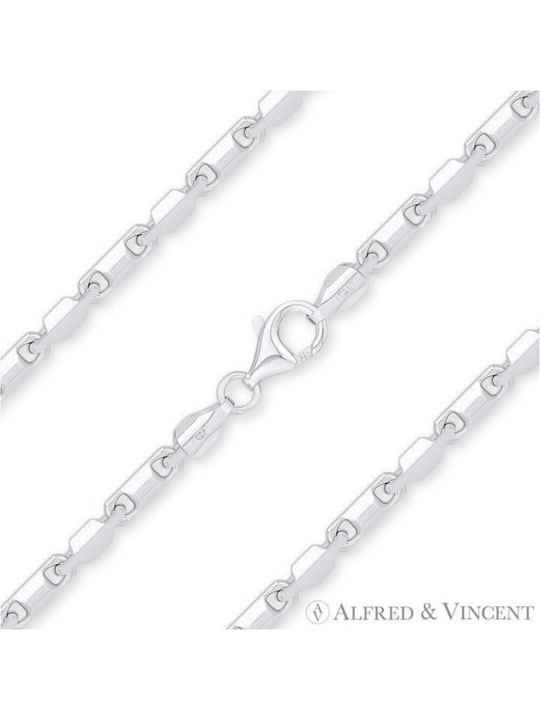 2.8mm Heshe Bar Link Italian Chain Necklace In .925 Sterling Silver - 20"